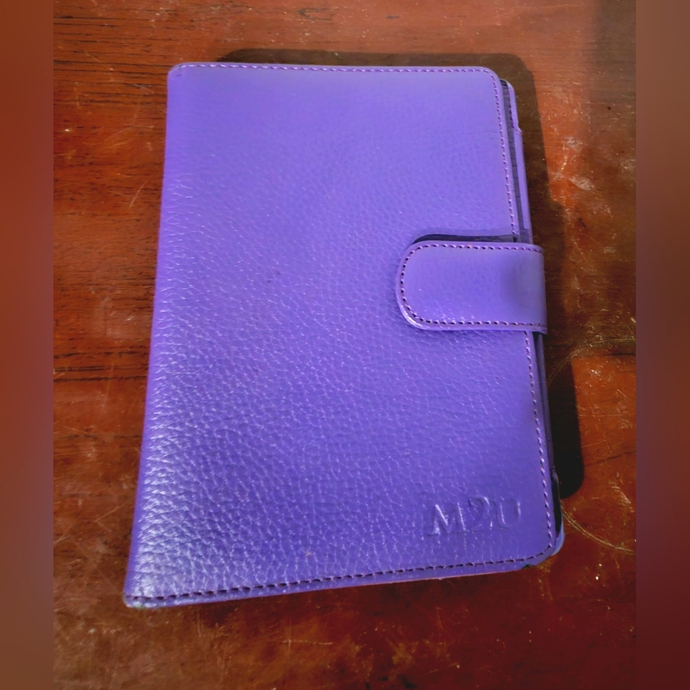 Purple 7x5 tablet cover holder for tablets, two slot organizer portfolio academi